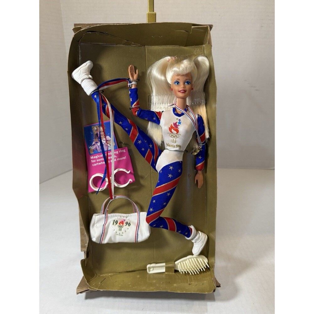 Olympic Gymnast Barbie Doll 1996 Atlanta Mattel 1995 New W/ Damage Packaging